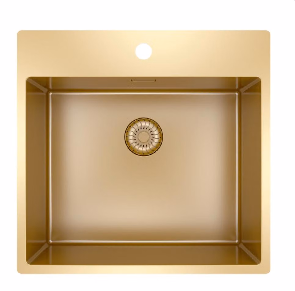 Lavello Caressi CAPP50KR10G, da incasso, a filo piano (HPL). Oro (PVD).