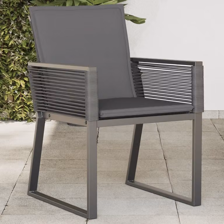 Set di 4 sedie da giardino vidaXL in polyrattan nere con cuscini e braccioli