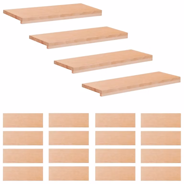 Set di 20 tappeti per scale vidaXL in legno effetto faggio, colore beige, L: 80 cm, P: 25 cm, H: 2 cm