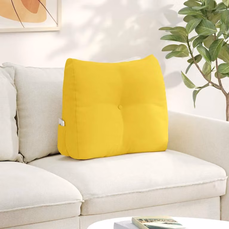 vidaXL Cuscino per Schiena Contornato Giallo con Rivestimento Lavabile L: 60 cm, P: 24 cm, H: 50 cm