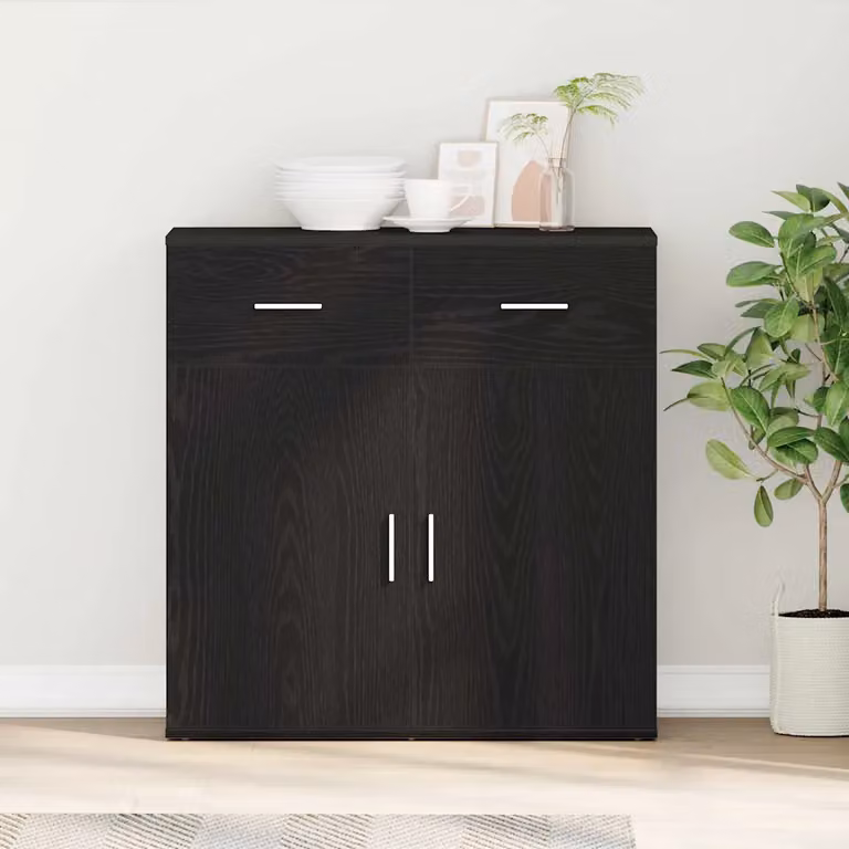 Credenza moderna vidaXL in legno MDF nero per soggiorno e sala da pranzo L: 78 cm, P: 38 cm, H: 80 cm