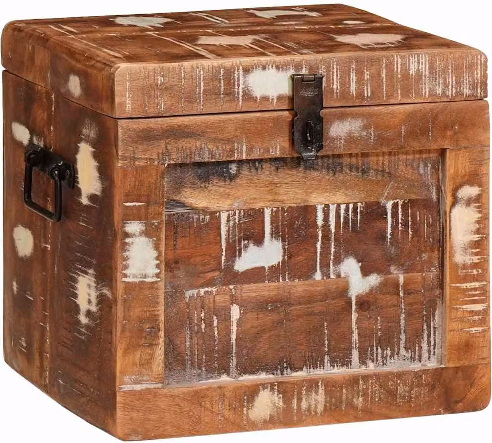 Scatola di Stoccaggio con porta Marrone Legno di mango massello