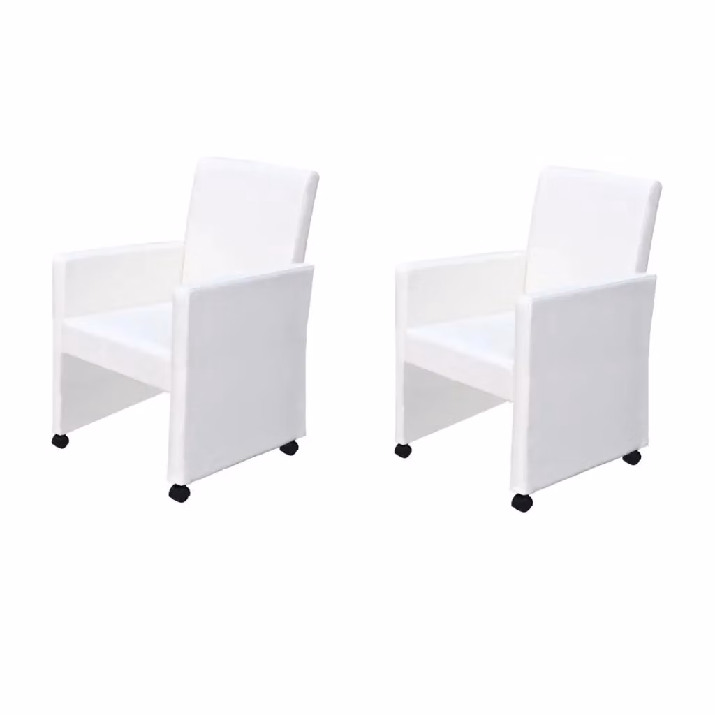 Set di 2 sedie da pranzo vidaXL in similpelle bianca per cucina e sala da pranzo – 2