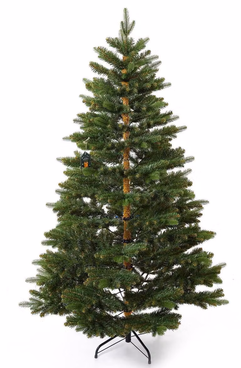 Albero di Natale artificiale, altezza 180 cm, modello Nordmann, con punte in PE stampato a iniezione, rami in PVC, supporto in metallo e sacchetto per il trasporto e la conservazione