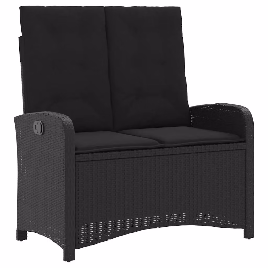 Panca Reclinabile da Giardino Design Mania in Polyrattan e Metallo Nera con Cuscini e Braccioli – 2