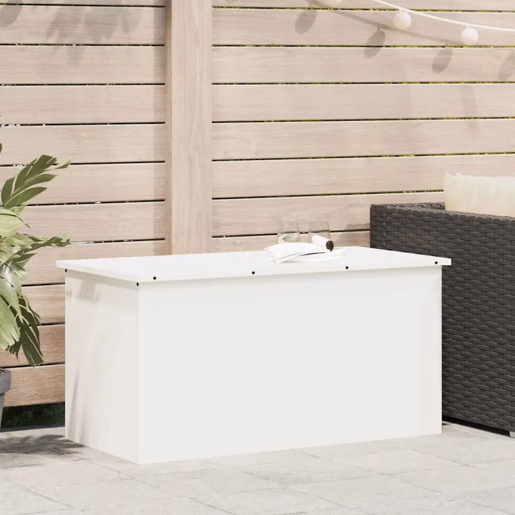 vidaXL Cassa per cuscini da giardino in acciaio zincato Bianco 220 L