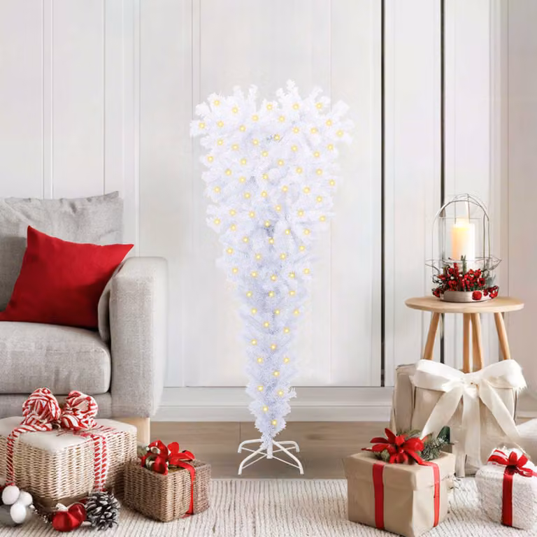 Albero di Natale artificiale moderno vidaXL bianco con luci LED RGB in PVC e metallo