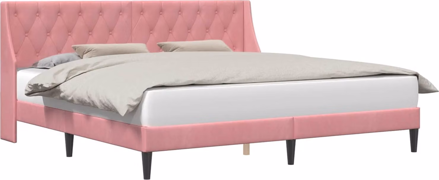 Struttura del letto con testiera Rosa 200 x 200 cm Velluto