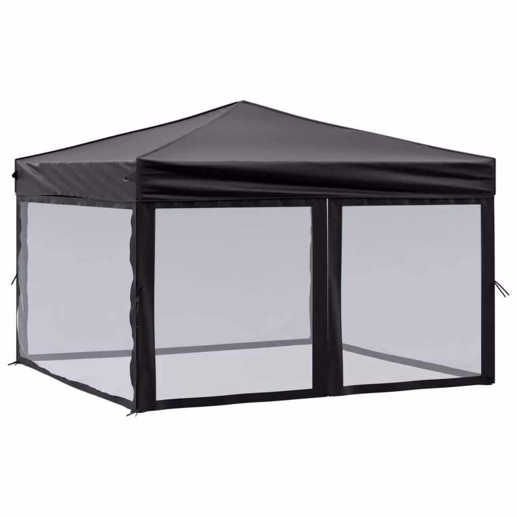 Tenda per Feste Pieghevole con Pareti Laterali Nero 3x3 m