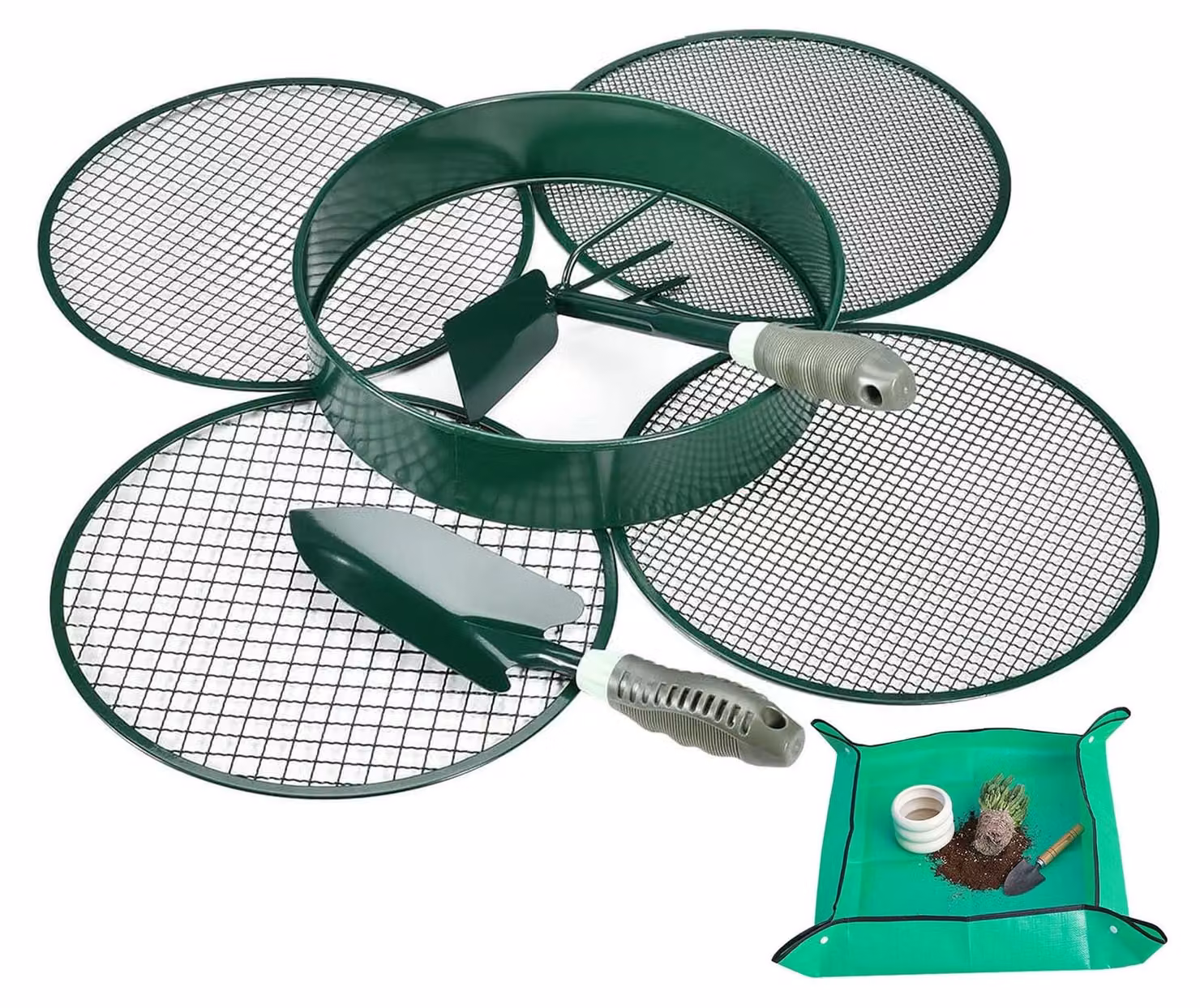 Setaccio da giardino - Setaccio per compost - 4 in 1 - Ø 30 cm - Acciaio inossidabile