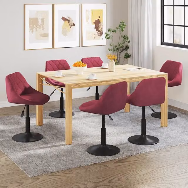 Sedie da Pranzo Girevoli 6 pz Rosso Vino in Velluto 3088808