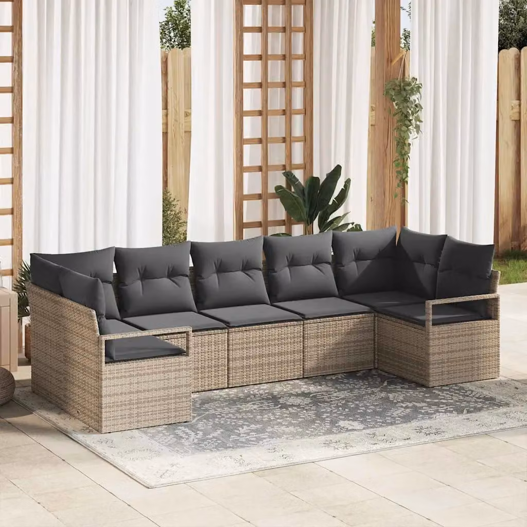 Set Divano da Giardino a L vidaXL in Polyrattan Grigio con Cuscini e Struttura in Acciaio – 1