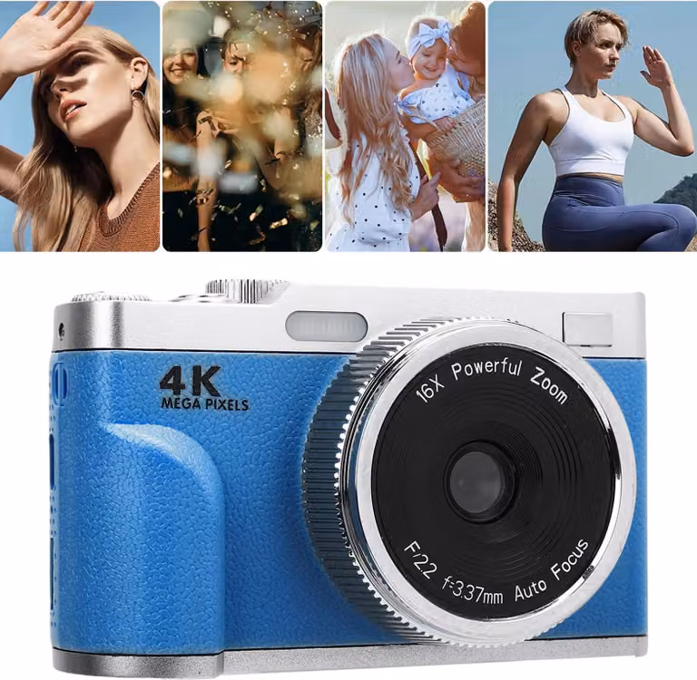 Fotocamera digitale UHD 4K 68MP Zoom 16x Autofocus intelligente Anti Shake Compatta e portatile per i viaggi Синий
