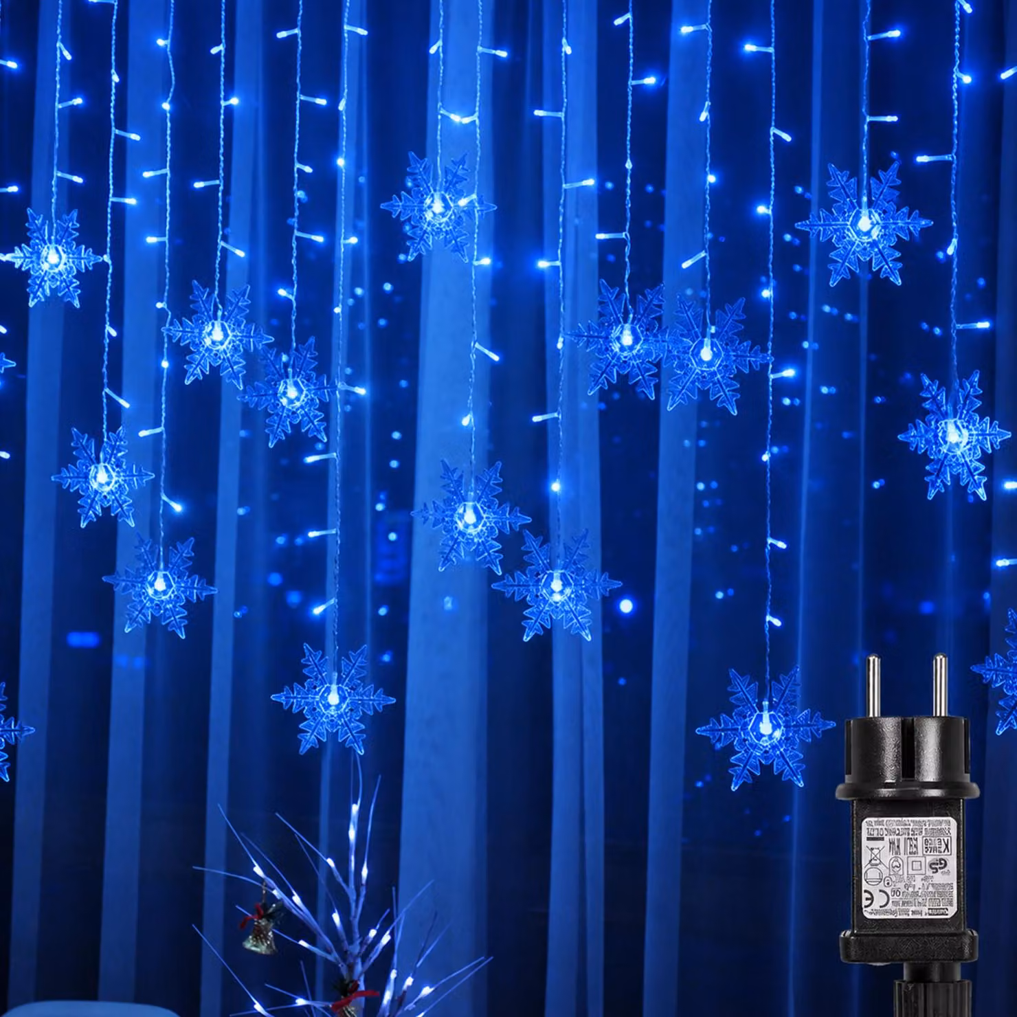 94 LED fiocco di neve luci fatate impermeabile Natale giardino festa decorazione, blu