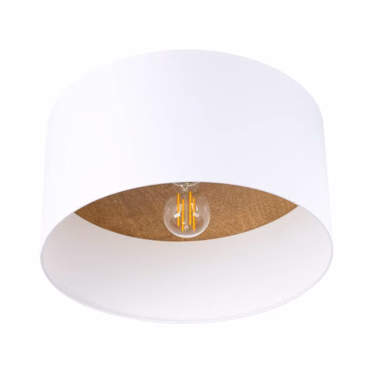 Lampada da soffitto TELESTO bianco/marrone chiaro 1xE27 15W tessuto/legno/acciaio 20x35x35cm Sollux Lighting