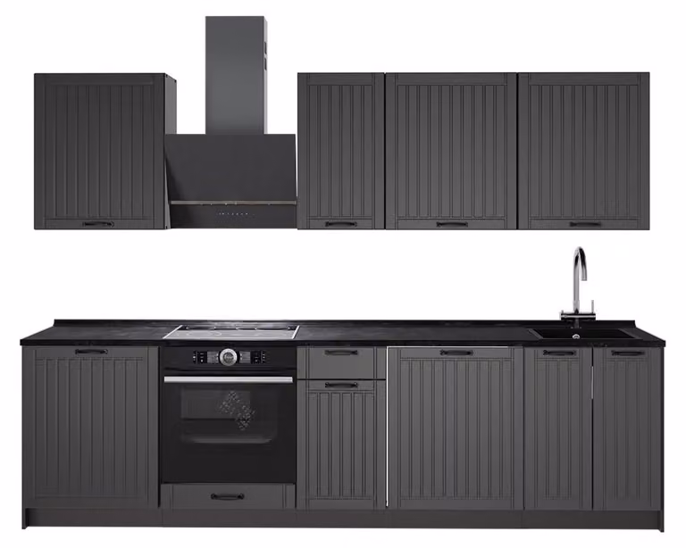 Cucina componibile Vicco Fame-Line Grigio scuro/Antracite 280 cm senza piano di lavoro, Model 64156