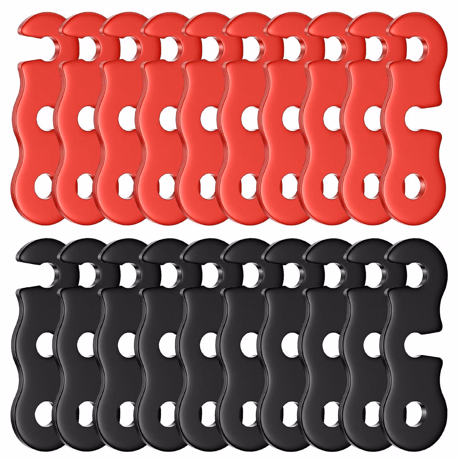 Set di 20 distanziatori per cavi, nero e rosso, in alluminio, 4,3 cm