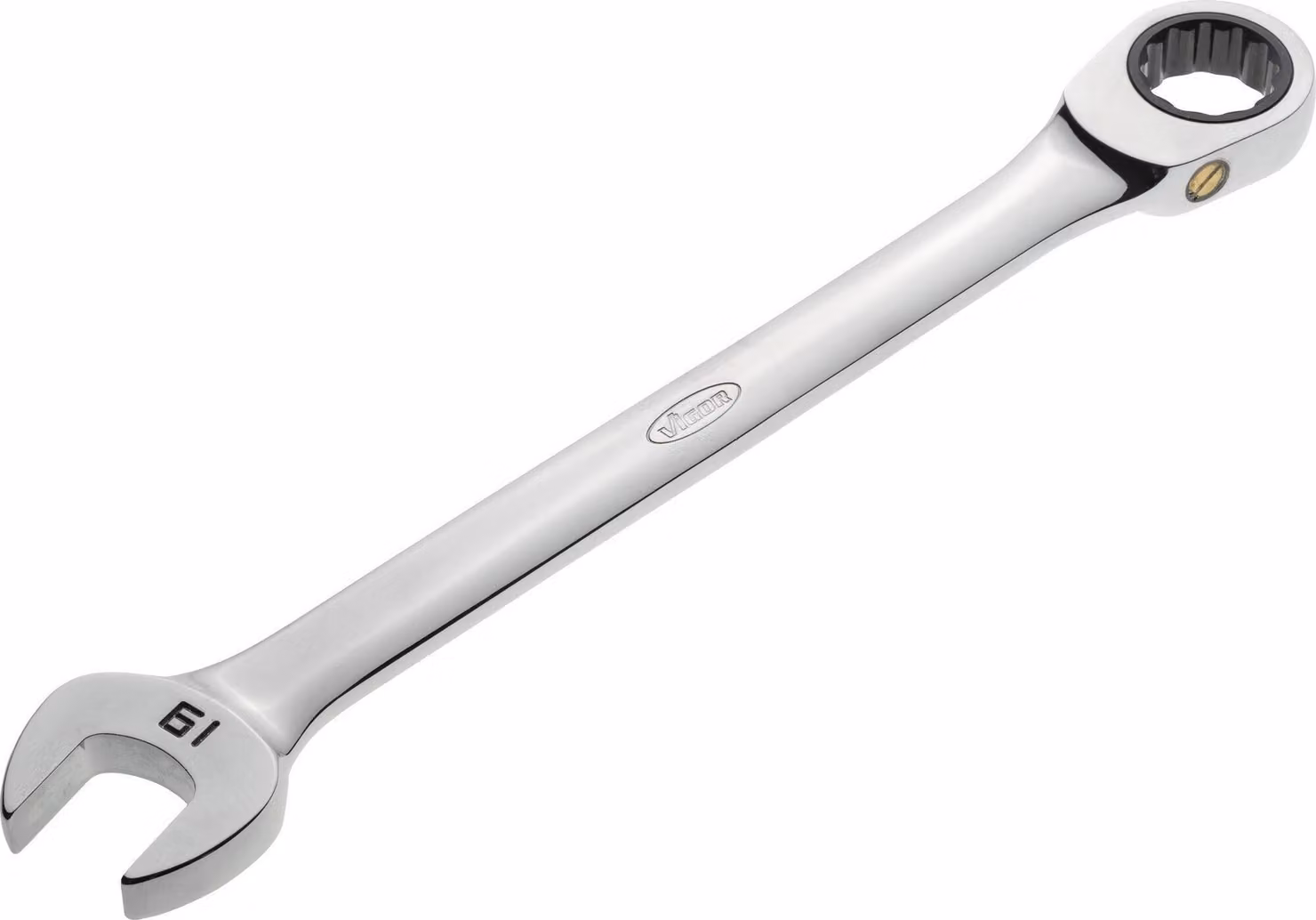 Chiave a cricchetto ad anello VIGOR lunga V1030, esagono doppio esterno SW 19 mm