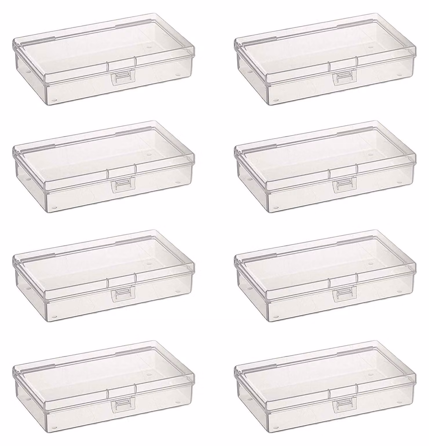 Contenitori di stoccaggio, 8 pezzi, 135 x 80 x 30 mm, rettangolari, trasparenti, in plastica, con coperchio, per