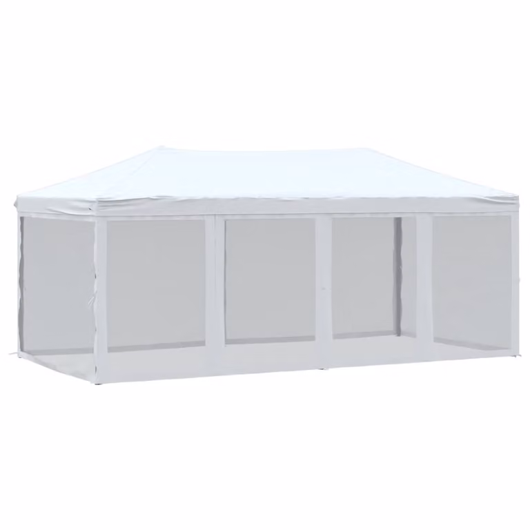Tenda per Feste Pieghevole con Pareti Laterali Bianco 3x6 m