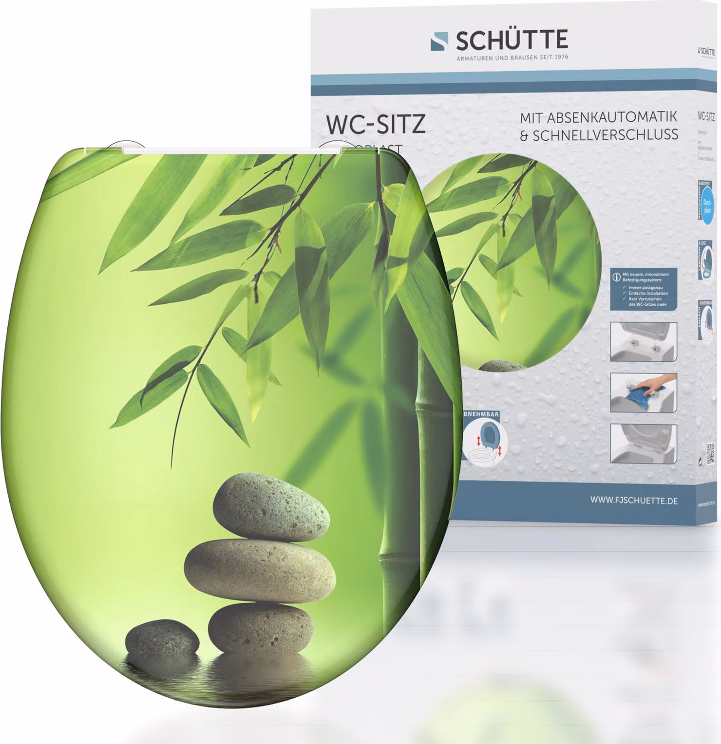 SCHÜTTE Sedile per WC GREEN GARDEN, Sedile per WC in Duroplast con chiusura morbida e sgancio rapido, Sedile per WC