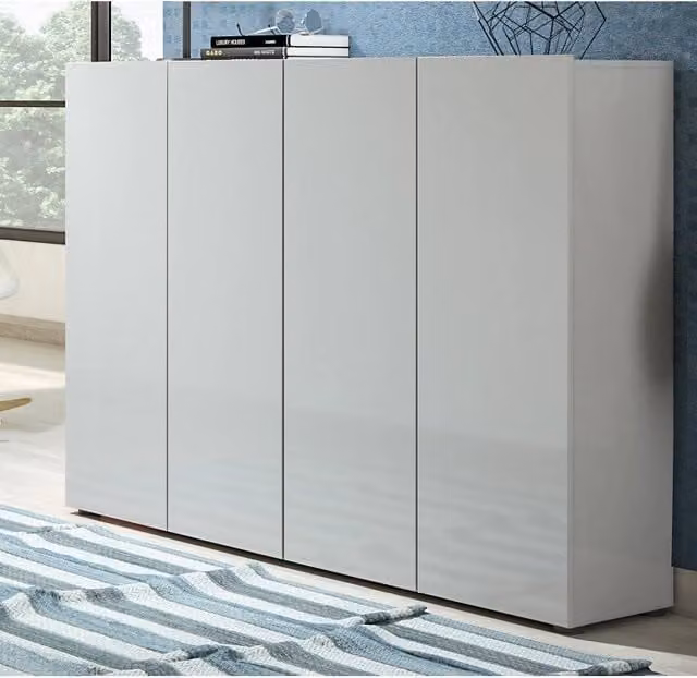 Scarpiera a 4 ante con 5+5 ripiani MISTER made in Italy - Grigio