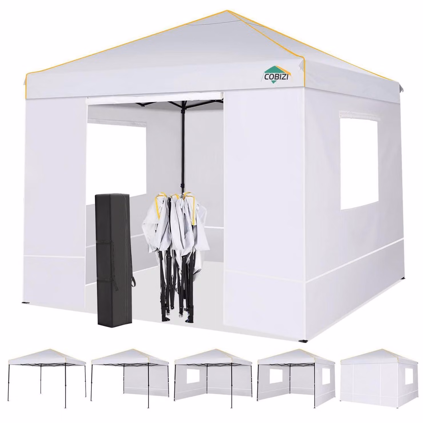 Gazebo da esterno 3x3 metri, impermeabile, con protezione UV 50+, dotato di 4 pannelli laterali in rete e di colore bianco