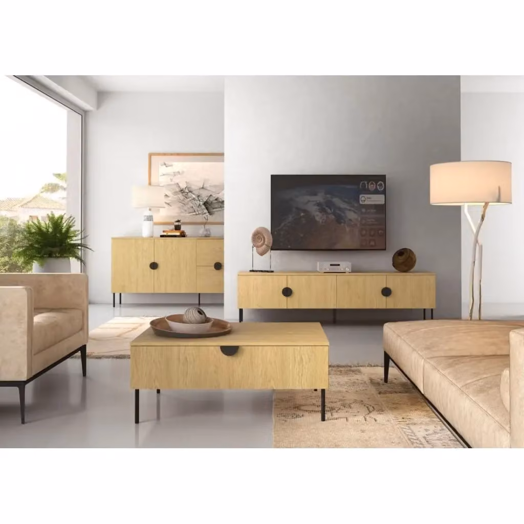 Tavolino da soggiorno rettangolare Meublorama Collezione MONDO colore marrone L: 100 cm, P: 66 cm, H: 41,6 cm – 2