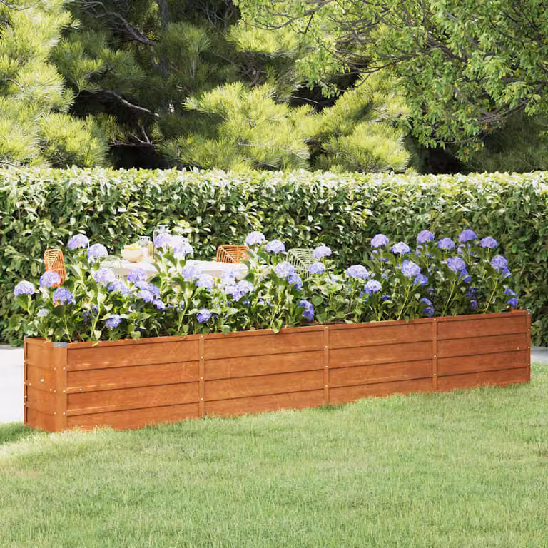 Letto rialzato da giardino vidaXL in acciaio Corten color ruggine L: 320 cm, P: 40 cm, H: 45 cm