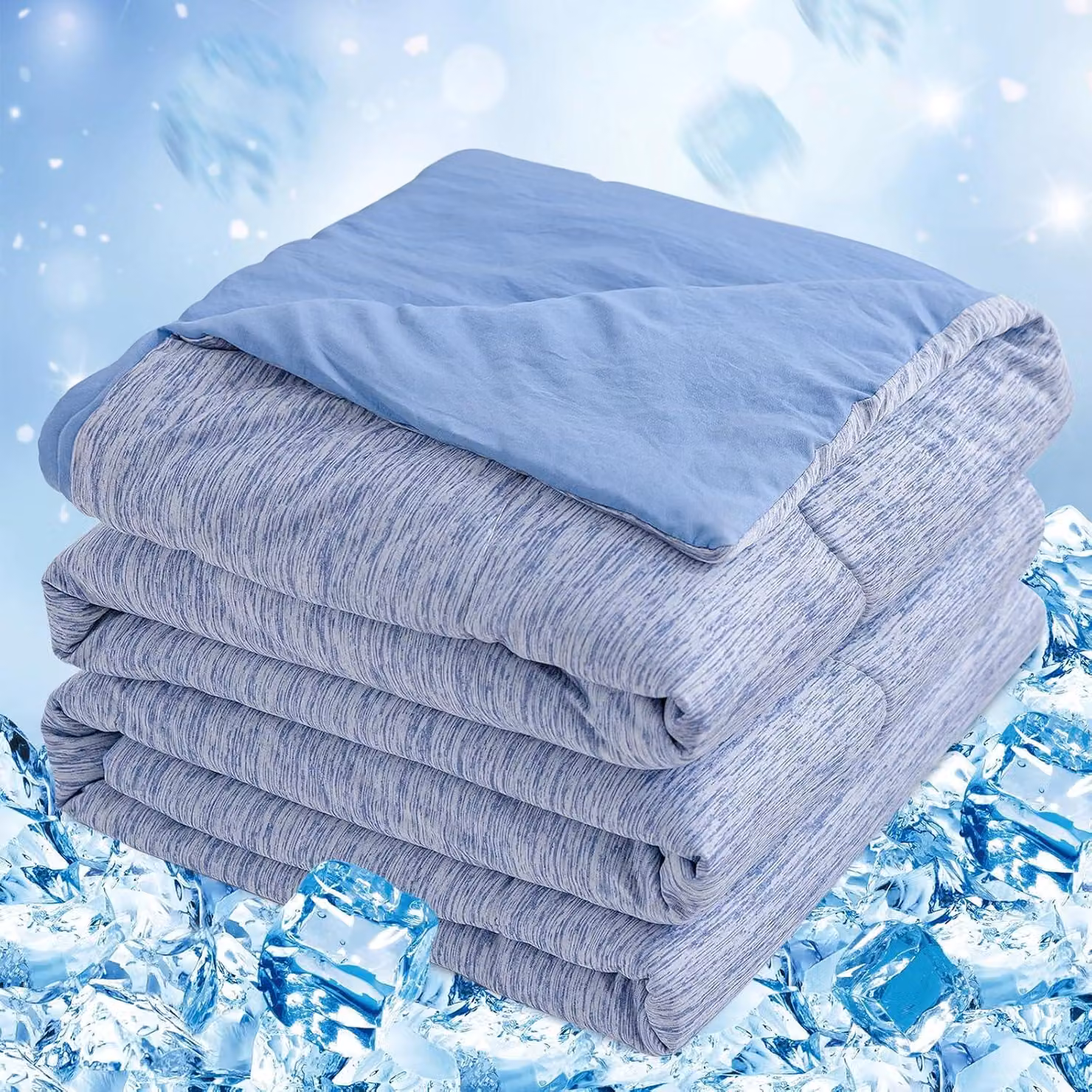 Coperta estiva, 228x228 cm, blu, con tecnologia di raffreddamento Arc-Chill, ideale per la camera da letto