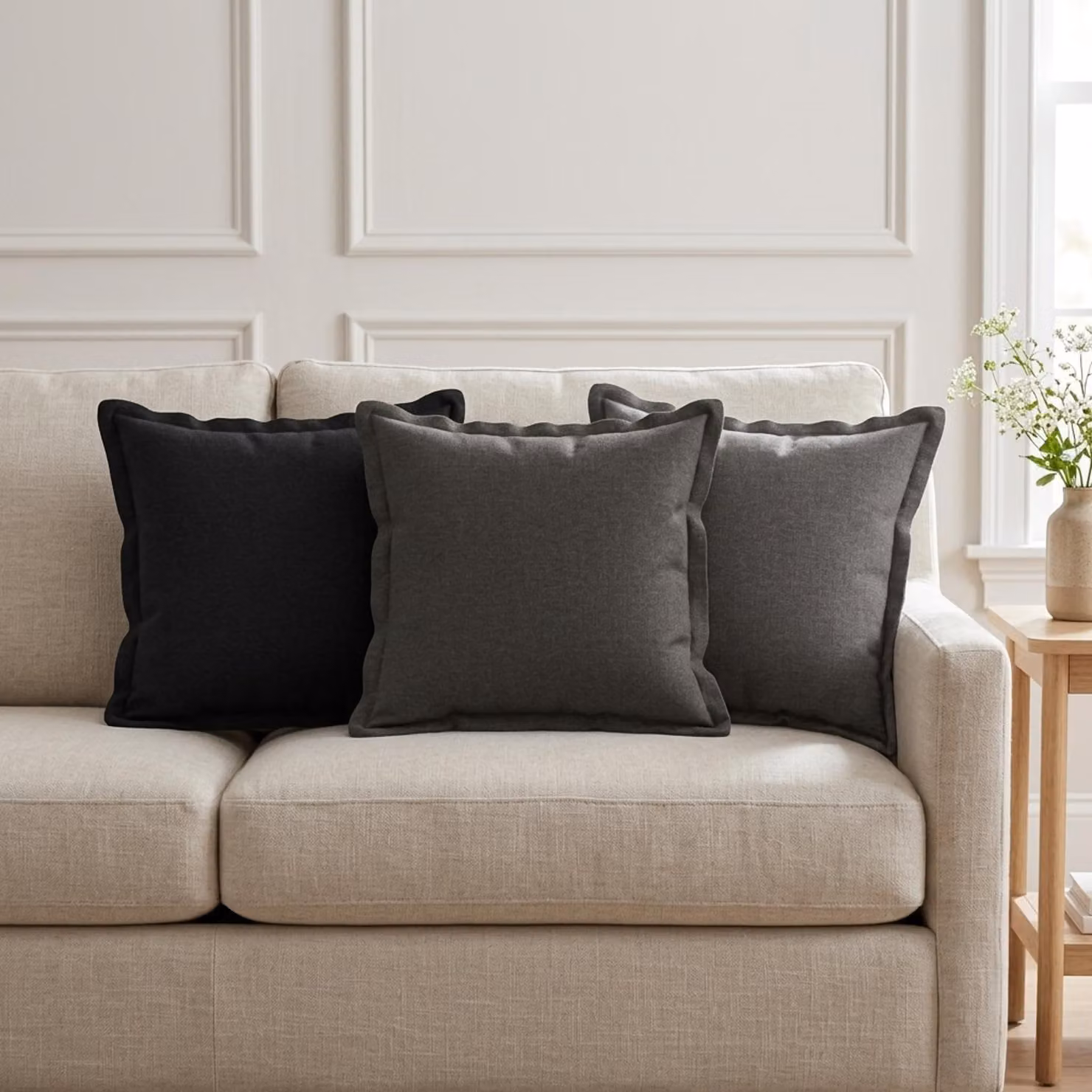 vidaXL Cuscino con cuscino HOUTEN 12 pz Grigio Chiaro Lino