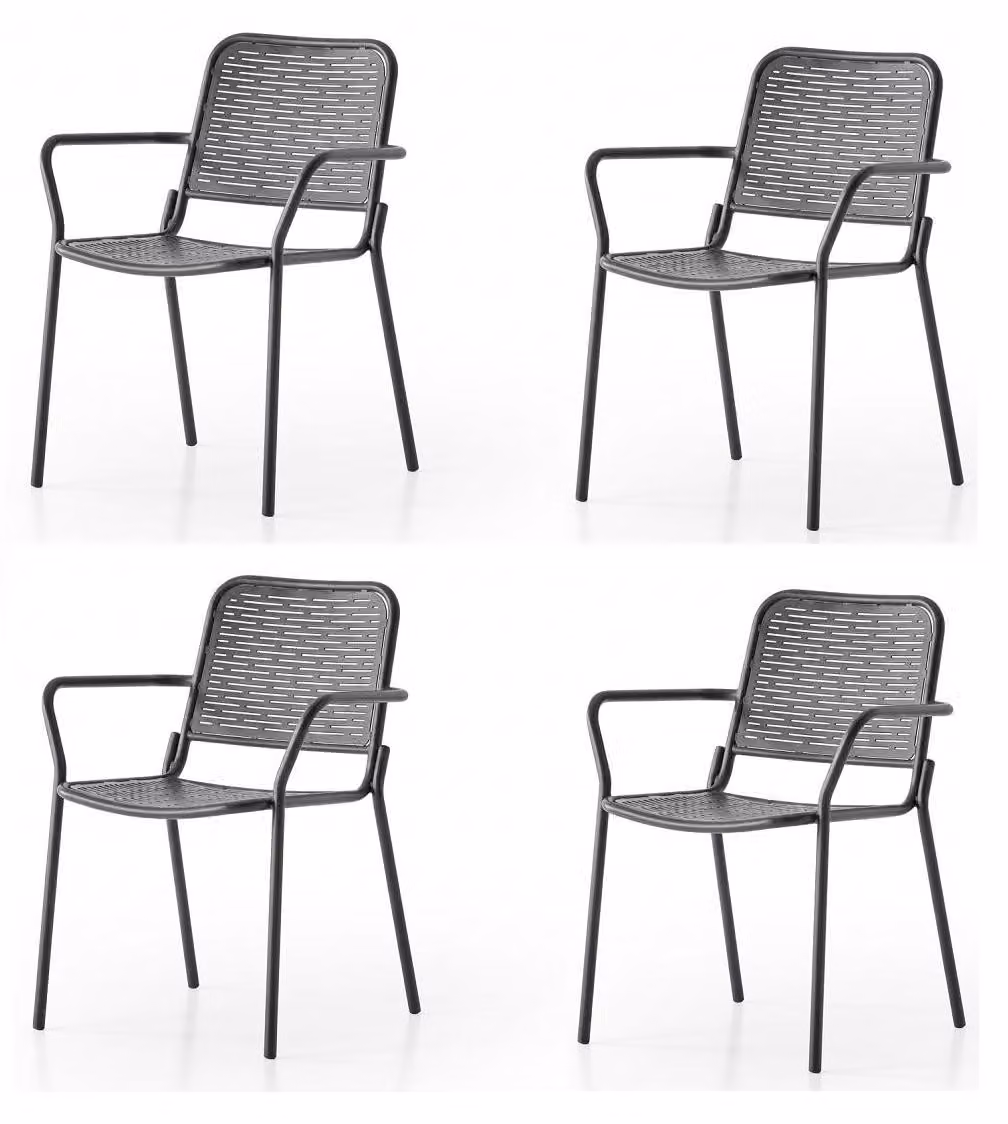 Set di 4 sedie moderne, in metallo, pratiche, eleganti, confortevoli e robuste