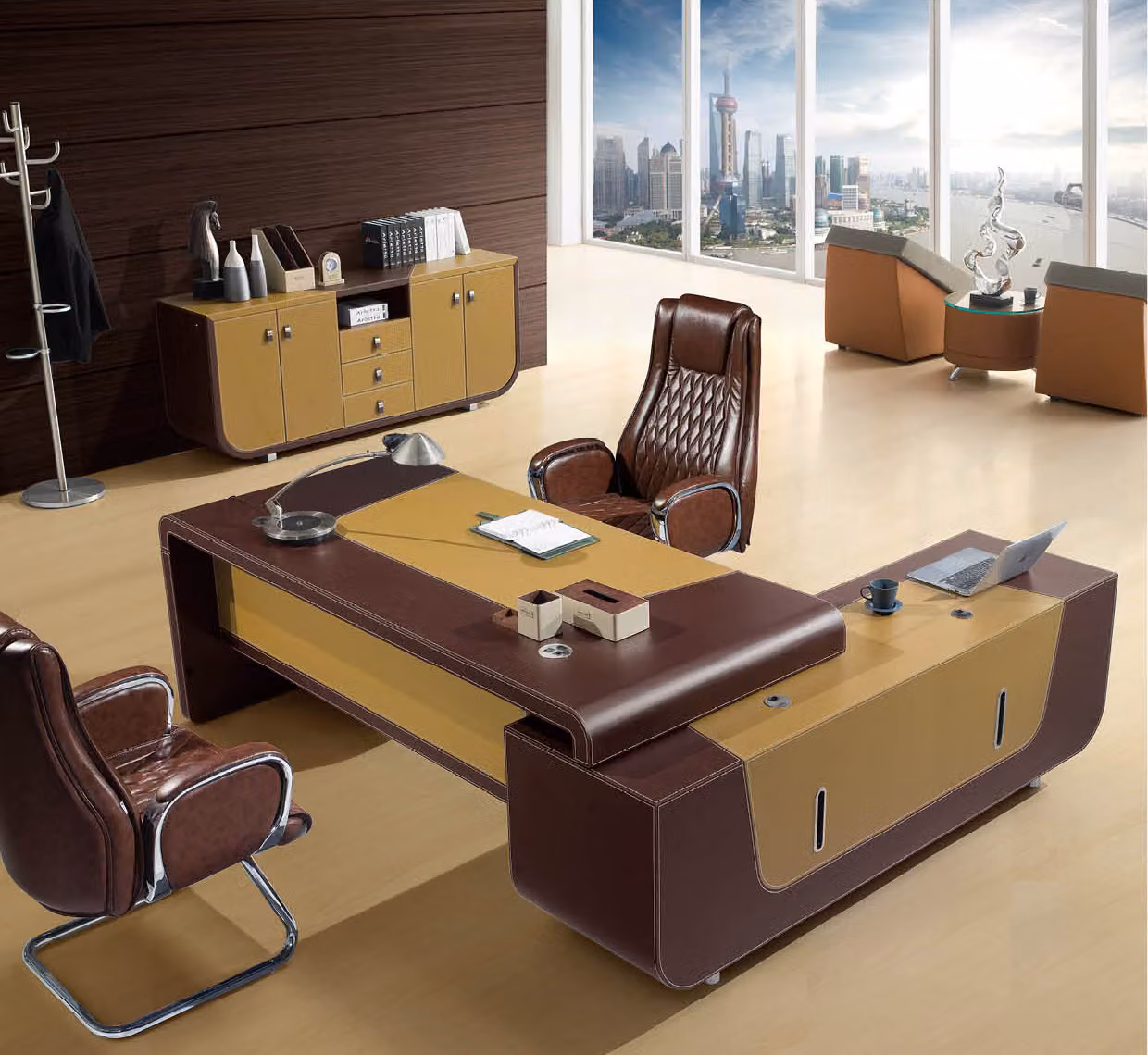 Eckschreibtisch aus MDF und PVC in modernem Design