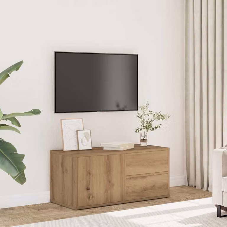 vidaXL Mobile Porta TV Moderno in Rovere Marrone con Ruote L 80 cm x P 34 cm x H 35,5 cm