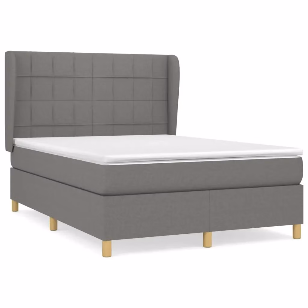 Giroletto a molle con materasso vidaXL in tessuto grigio e bianco, L/P/H: 140 x 190 x 128 cm – 2