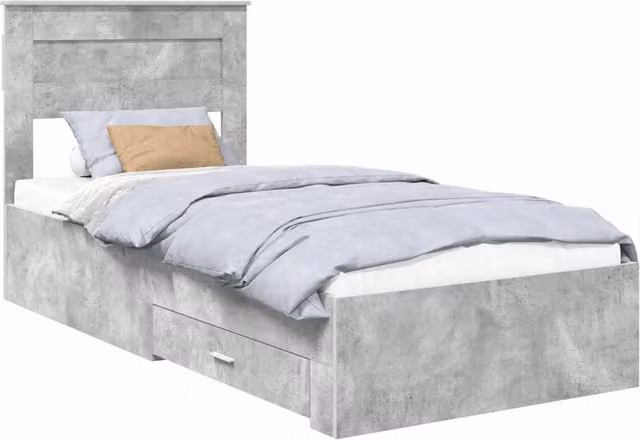 Letto singolo | Letto per adulti | Struttura del letto con testiera Grigio cemento 90 x 200 cm