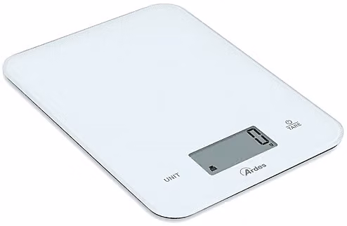 Bilancia da cucina elettronica Ardes H2O Waterproof in vetro bianco con display digitale