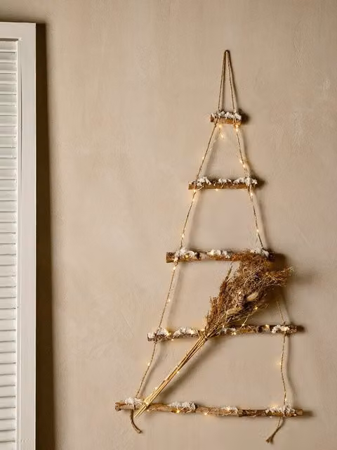 Albero di Natale in legno Kenay Home decorazione floreale marrone stile rustico