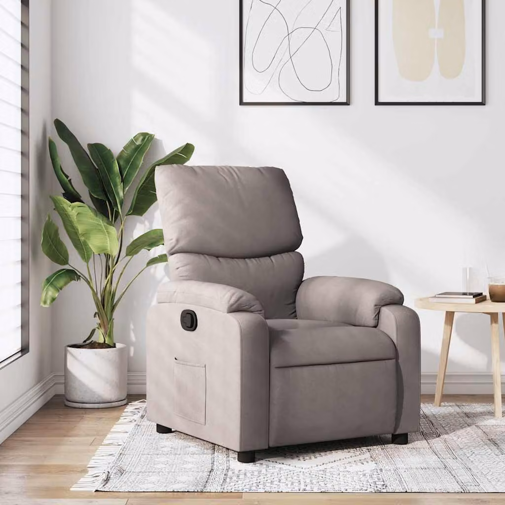 vidaXL Poltrona Reclinabile Relax in Tessuto con Braccioli, Colore Beige/Grigio