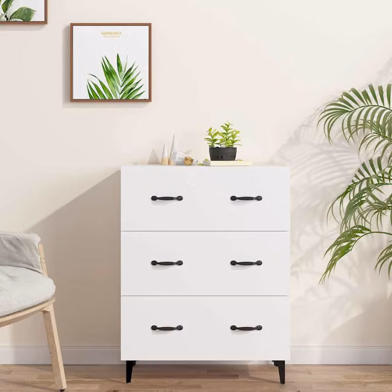 Credenza bianca vidaXL in legno multistrato per soggiorno o sala da pranzo L: 69,5 cm, P: 34 cm, H: 90 cm