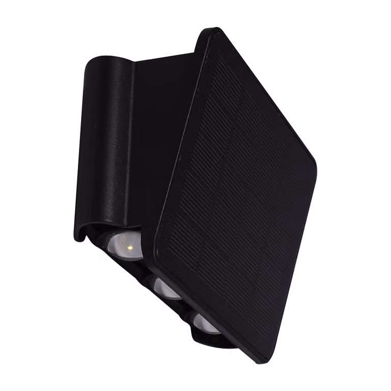 Applique solare a LED Alf nera 2W, bianco caldo 50 lm, alluminio, dimensioni: 11,2 x 16,9 x 6,4 cm, IP54, Eko-Light