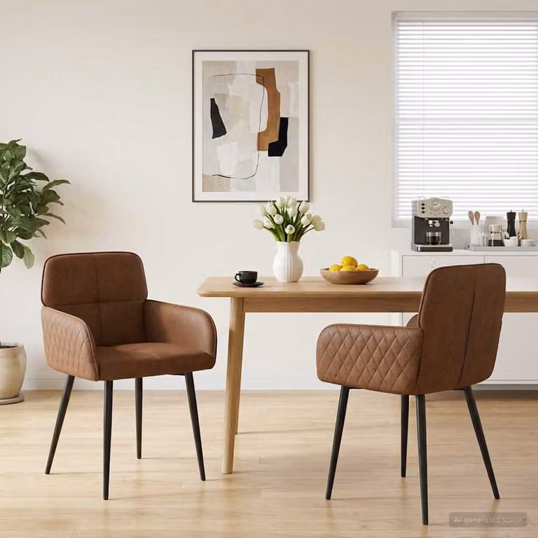 Set di 2 sedie da pranzo moderne vidaXL in pelle scamosciata sintetica marrone