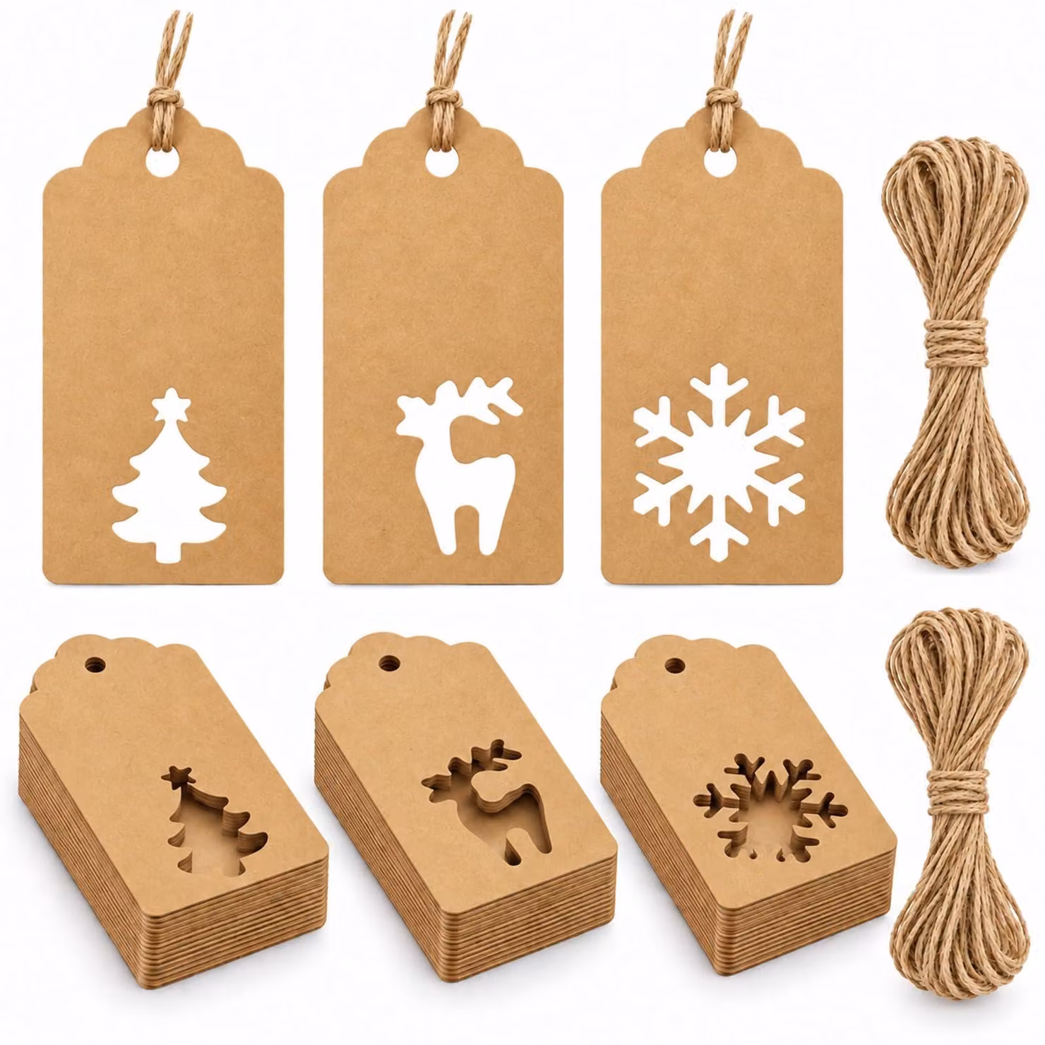 Decorazioni natalizie a forma di pendente, realizzate in cartoncino resistente, dimensioni 5x10 cm, confezione da 150 pezzi