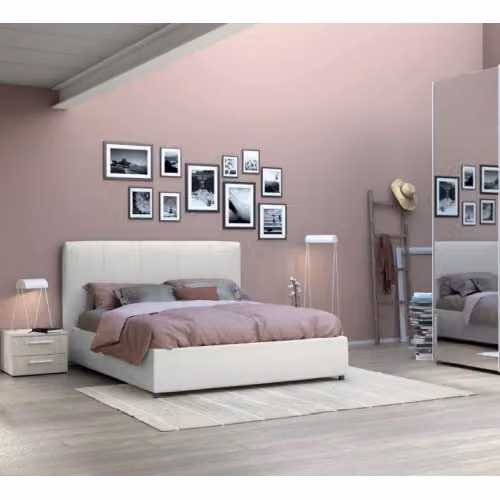 Letto matrimoniale imbottito con cuciture verticali Rapsody Volo Collection