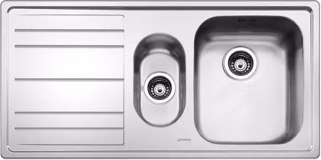 Lavello Smeg LE102S2 inox 1 + 1/2 vasca con gocciolatoio sinistro 100x50 cm.