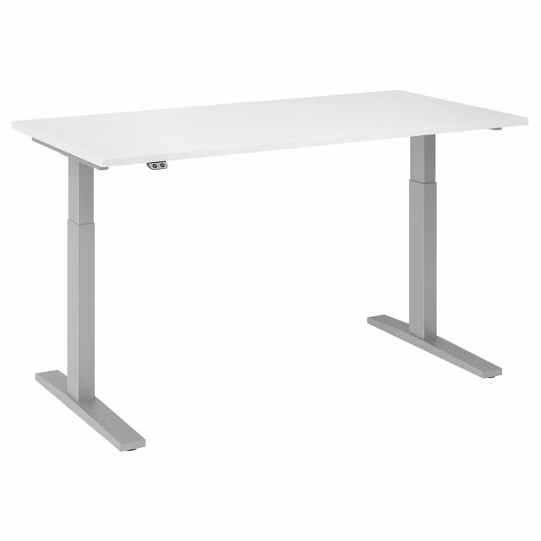 Scrivania regolabile in altezza XMKA | 2 motori | 120-180 cm | elettrica | bianca, colore telaio:argento, dimensioni piano d'appoggio:160 x 80 cm