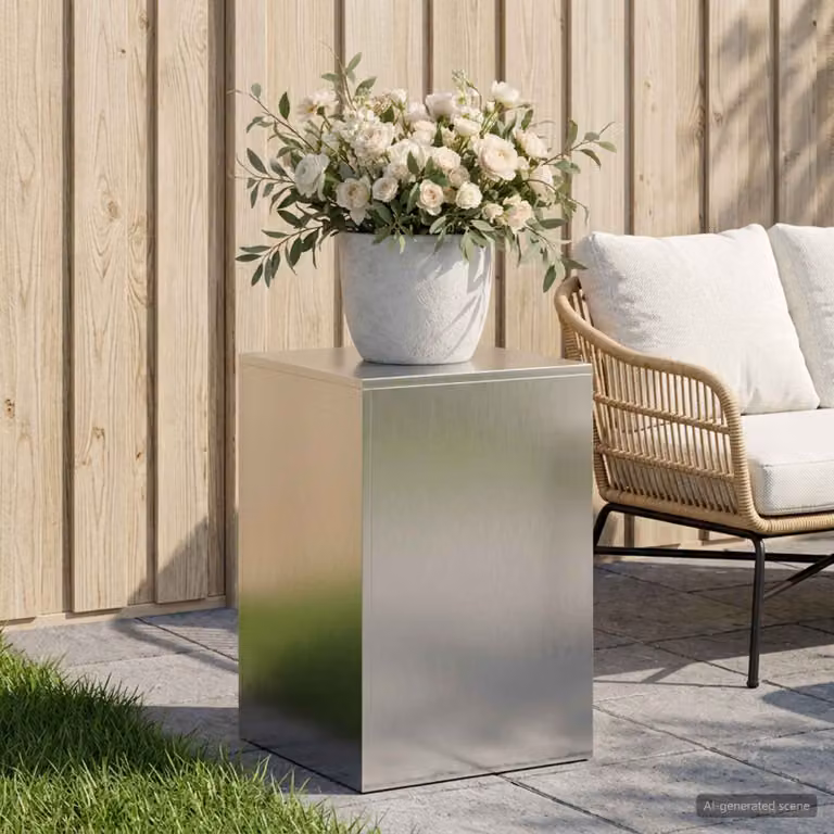 vidaXL Supporto per piante in metallo argento, stile industriale, L/P/H: 40 x 40 x 60 cm