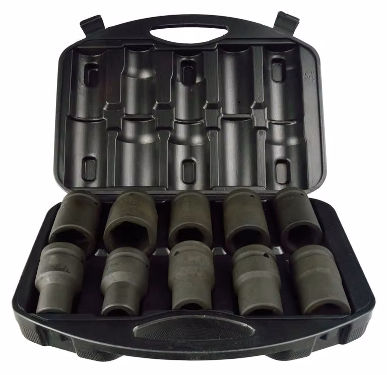 Set bussole a impatto 1" , 17-41 mm, per riparazioni auto e cambio gomme,10 pezzi Geko