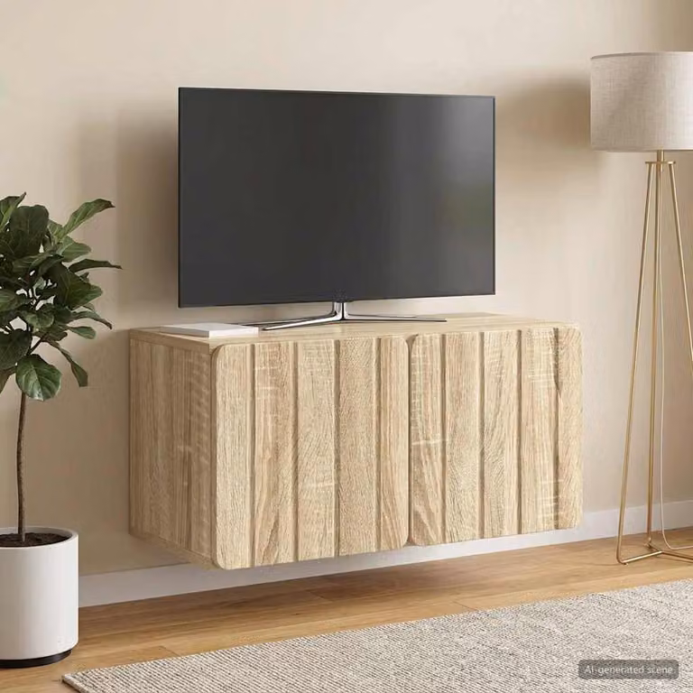 vidaXL Mobile Porta TV da Muro Moderno in Rovere Sonoma, L 59,5 cm x P 31 cm x H 30 cm