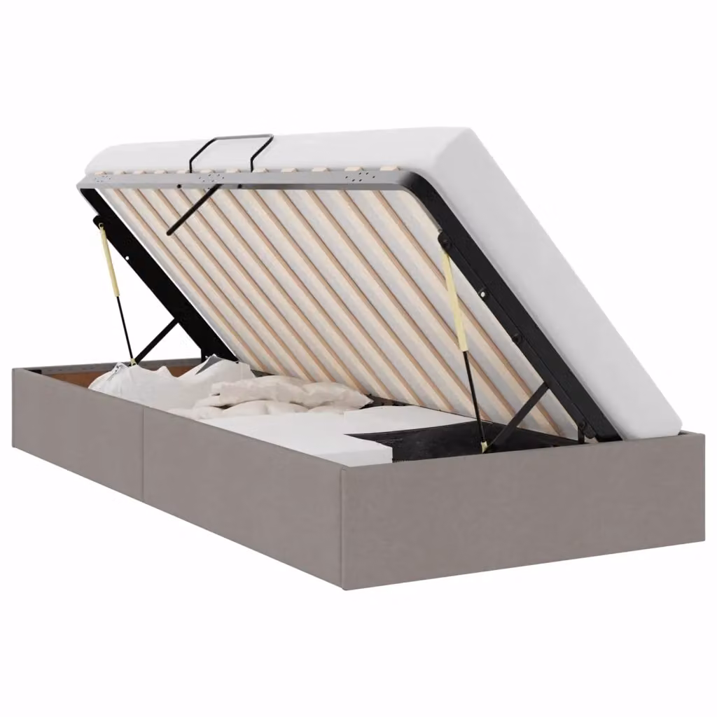Letto ottomano con contenitore a sollevamento vidaXL in tessuto beige o grigio L 100 x P 200 x H 140 cm – 2